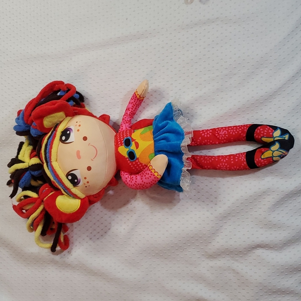 FLIPZEE Precious Girls Lola Monkey Banana Plush Doll 2 in1-Red/Yellow-EC